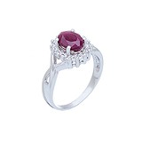 Женское серебряное кольцо с рубином и куб. циркониями, 143351