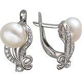 Срібні сережки з прісн. перлами і куб. цирконіями, 1531895