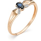 Женское золотое кольцо с бриллиантами и сапфиром, 1602807