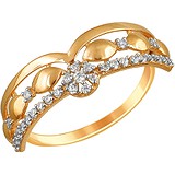 Женское золотое кольцо с куб. циркониями, 1655799