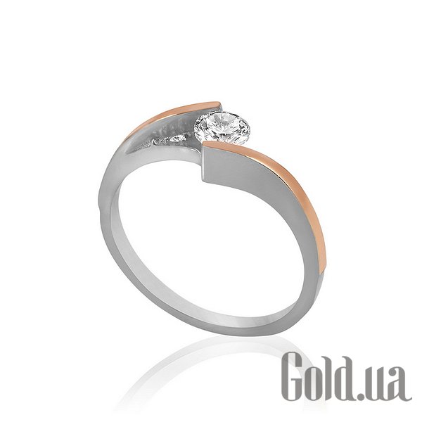 

Кольцо Украина, Серебряное кольцо с куб. циркониями и вставками из золота, 16.5