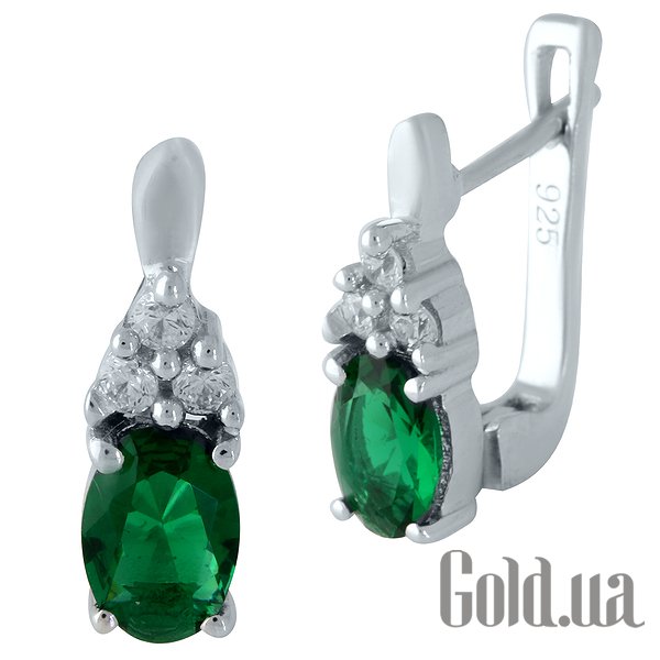 

Серьги Fresh Jewelry, Серебряные серьги с синт. изумрудами и куб. циркониями