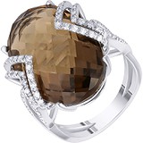 Женское золотое кольцо с бриллиантами и раухтопазом, 1673207