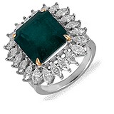 Женское золотое кольцо с бриллиантами и изумрудом, 138744