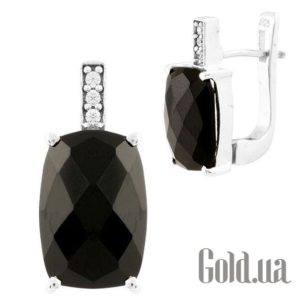 

Серьги Fresh Jewelry, Серебряные серьги с ониксами и куб. циркониями
