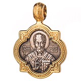 Серебряный кулон "Святой Николай Чудотворец" в позолоте, 1500408