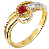 Женское золотое кольцо с бриллиантами и рубином, 1605624
