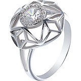 Женское серебряное кольцо с ювелирным стеклом и куб. циркониями, 1609720