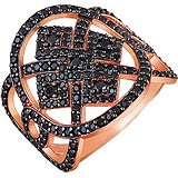 Женское серебряное кольцо с куб. циркониями в позолоте, 1623288