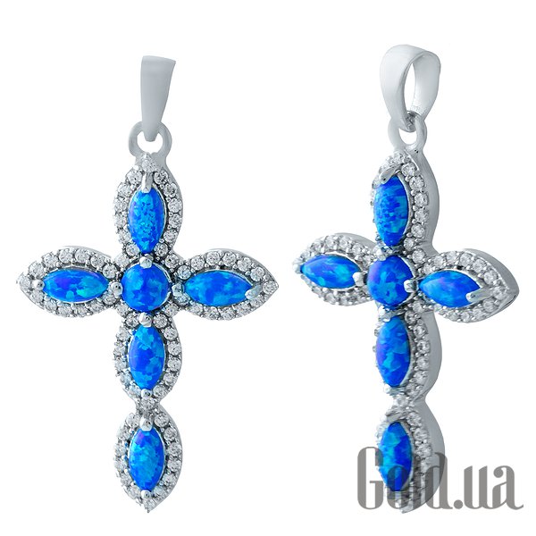

Кулон-крестик Fresh Jewelry, Серебряный кулон с опалами и куб. циркониями