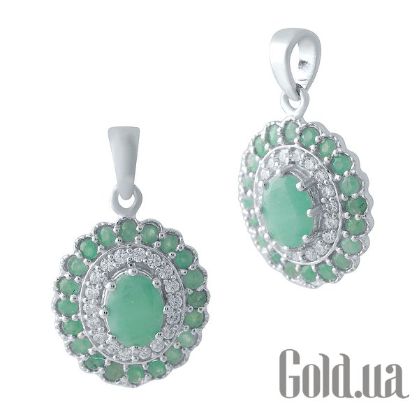 

Женские кулоны Fresh Jewelry, Серебряный кулон с изумрудами и куб. циркониями