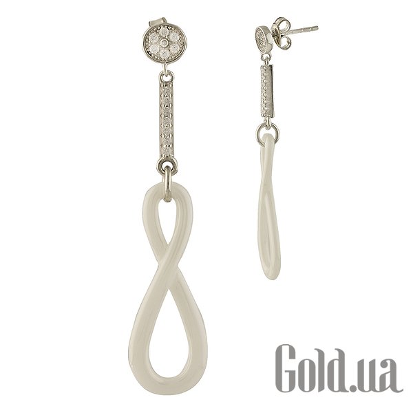 

Серьги с подвесками Fresh Jewelry, Серебряные серьги с куб. циркониями и керамикой