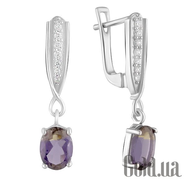 

Серьги с подвесками Fresh Jewelry, Серебряные серьги с куб. циркониями и синт. аметринами