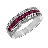 Женское золотое кольцо с бриллиантами и рубинами, 001273