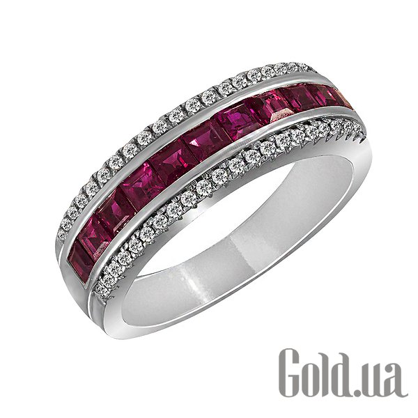 Купить Женское золотое кольцо с бриллиантами и рубинами