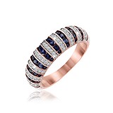 Женское серебряное кольцо с куб. циркониями в позолоте (КК3ФС/204), фото