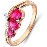 Женское золотое кольцо с бриллиантами и рубинами, 1603065