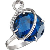Женское серебряное кольцо с куб. циркониями и синт. топазом, 1619961