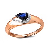 Женское золотое кольцо с бриллиантами и сапфиром, 1646329
