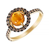 Женское золотое кольцо с бриллиантами и цитрином, 1646841