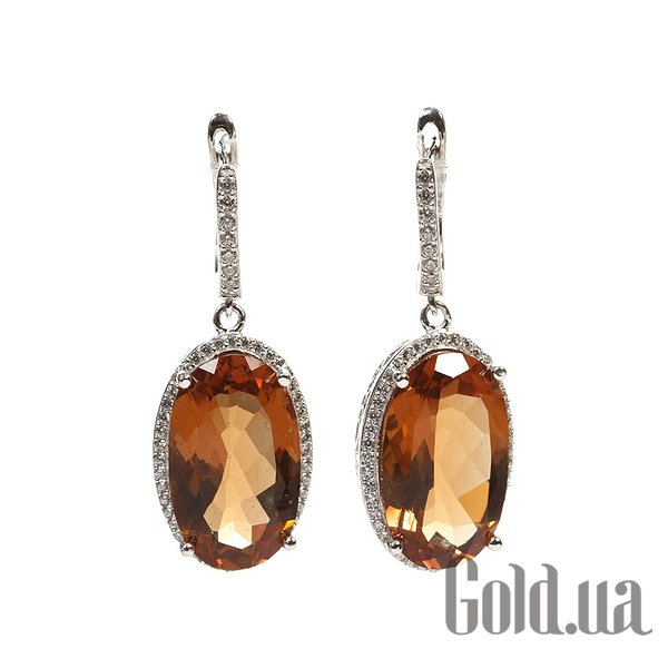 

Серьги с подвесками Shatlen, Серебряные серьги с султанитами и куб. циркониями