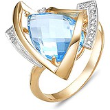 Женское золотое кольцо с топазом и куб. циркониями, 1606650