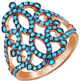 Женское серебряное кольцо с куб. циркониями в позолоте, 1623290