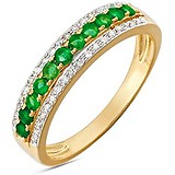 Женское золотое кольцо с бриллиантами и изумрудами, 1628410