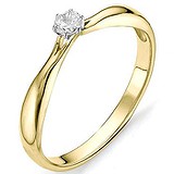 Золотое кольцо с бриллиантом, 1629946