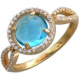 Женское золотое кольцо с куб. циркониями и топазом, 1666298