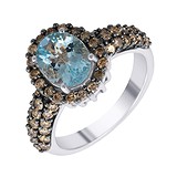 Женское золотое кольцо с бриллиантами и аквамарином, 1668346