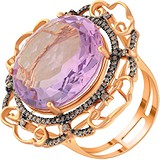 Женское золотое кольцо с бриллиантами и аметистом, 1673210