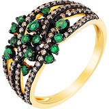 Женское золотое кольцо с бриллиантами и изумрудами, 1686266