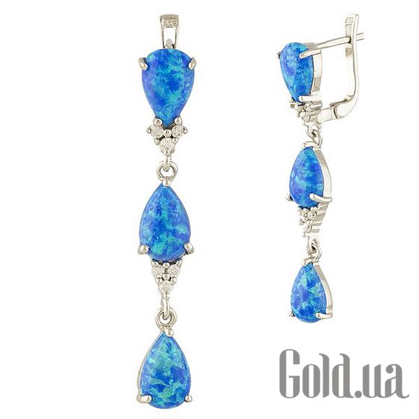 

Серьги с подвесками Fresh Jewelry, Серебряные серьги с опалами и куб. циркониями