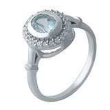 Женское серебряное кольцо с куб. циркониями и топазом, 1752570