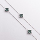 Серебряное колье с синт. малахитами
