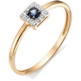 Женское золотое кольцо с бриллиантами и сапфиром, 1602811