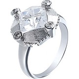Женское серебряное кольцо с ювелирным стеклом и куб. циркониями, 1609723
