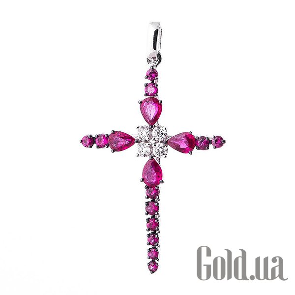 

Кулон-крестик Украина, Золотой кулон с бриллиантами и рубинами