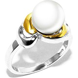 Silver Wings Женское серебряное кольцо с пресн. жемчугом в позолоте, 1618427