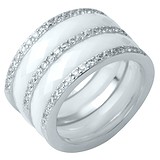 Женское серебряное кольцо с керамикой и куб. циркониями, 1643771
