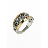 Женское серебряное кольцо с куб. циркониями и вставками из золота, 1647867
