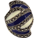 Женское серебряное кольцо с эмалью и марказитами, 1672187