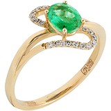 Женское золотое кольцо с изумрудом и бриллиантами, 1672955