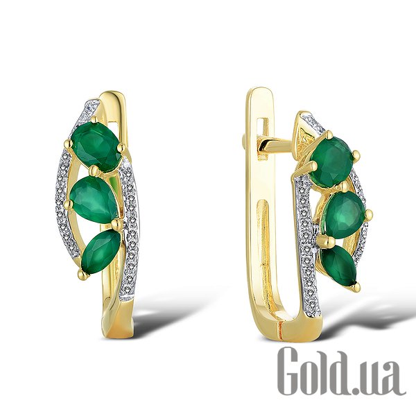 

Серьги Lurie Jewelry, Золотые серьги с бриллиантами и изумрудами