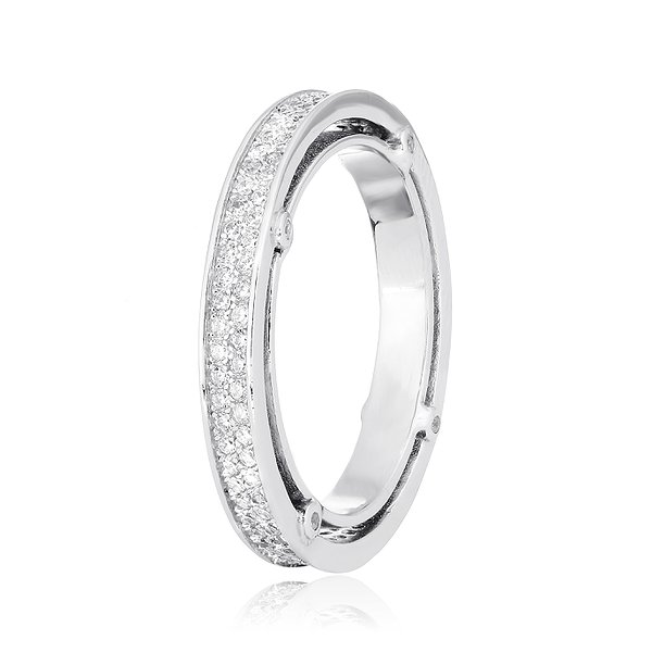 Серебряное обручальное кольцо с куб. циркониями