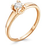 Золотое кольцо с бриллиантом, 1606396