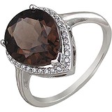 Женское серебряное кольцо с куб. циркониями и раухтопазом, 1616892
