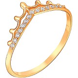Женское серебряное кольцо с куб. циркониями в позолоте, 1619708