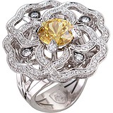 Женское золотое кольцо с бриллиантами и синт. гиацинтом, 1636348